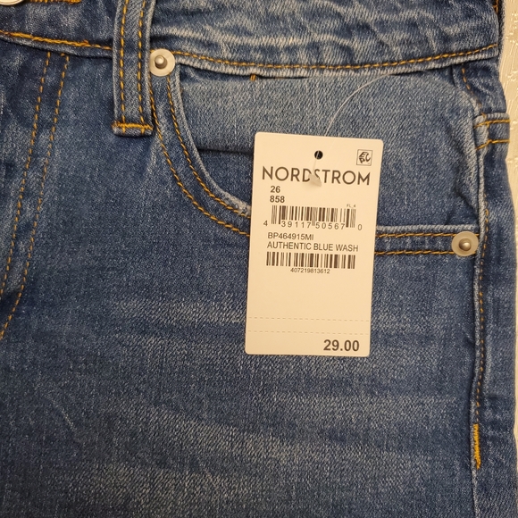 BP. Roll Cuff Stretch Denim Shorts in Authentic Blue Wash - Picture 4 of 7